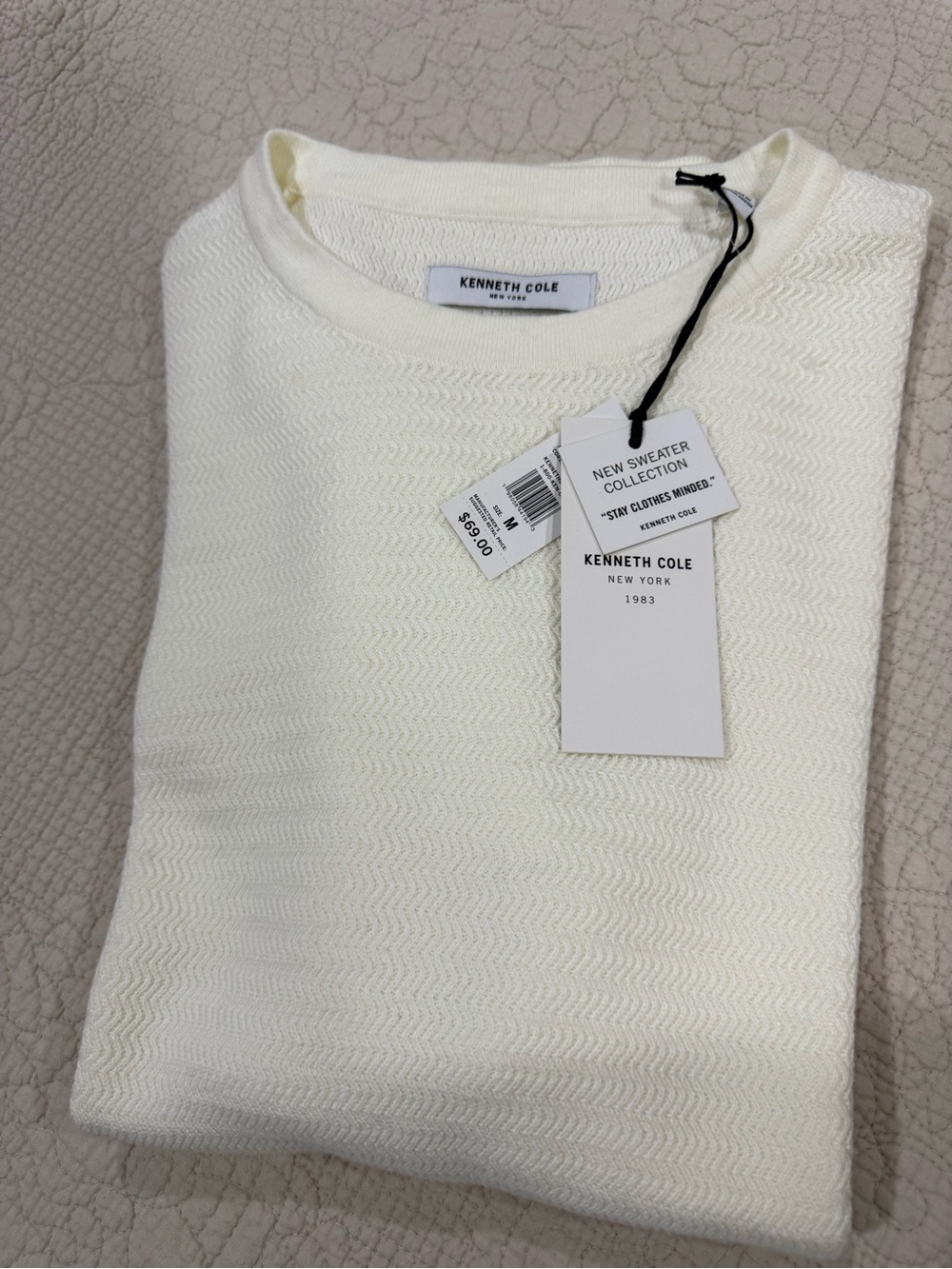 Kenneth Cole Men’s Crewneck Sweater — Ivory/Cream